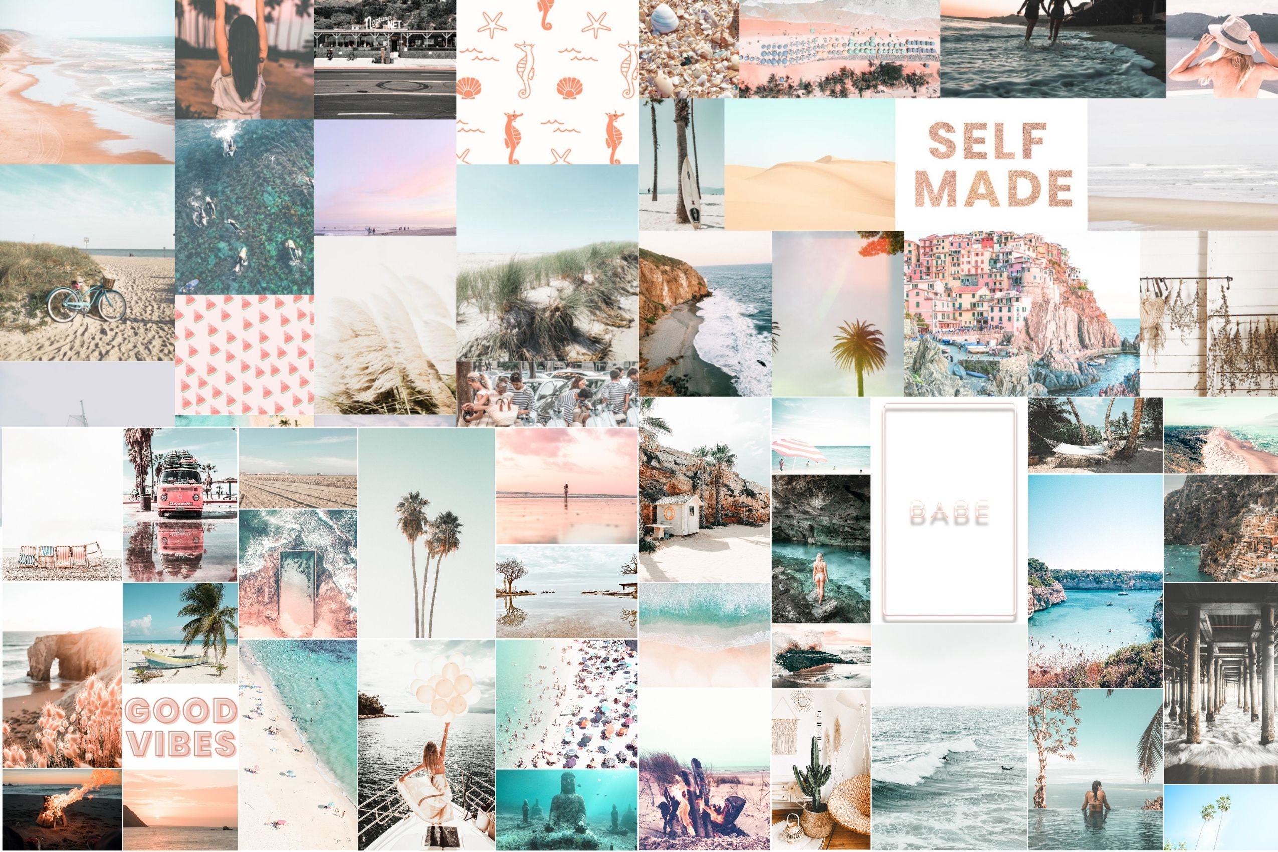 90 Collage Kit Photos Boho Beach Vibes Aesthetic VSCO Wall 