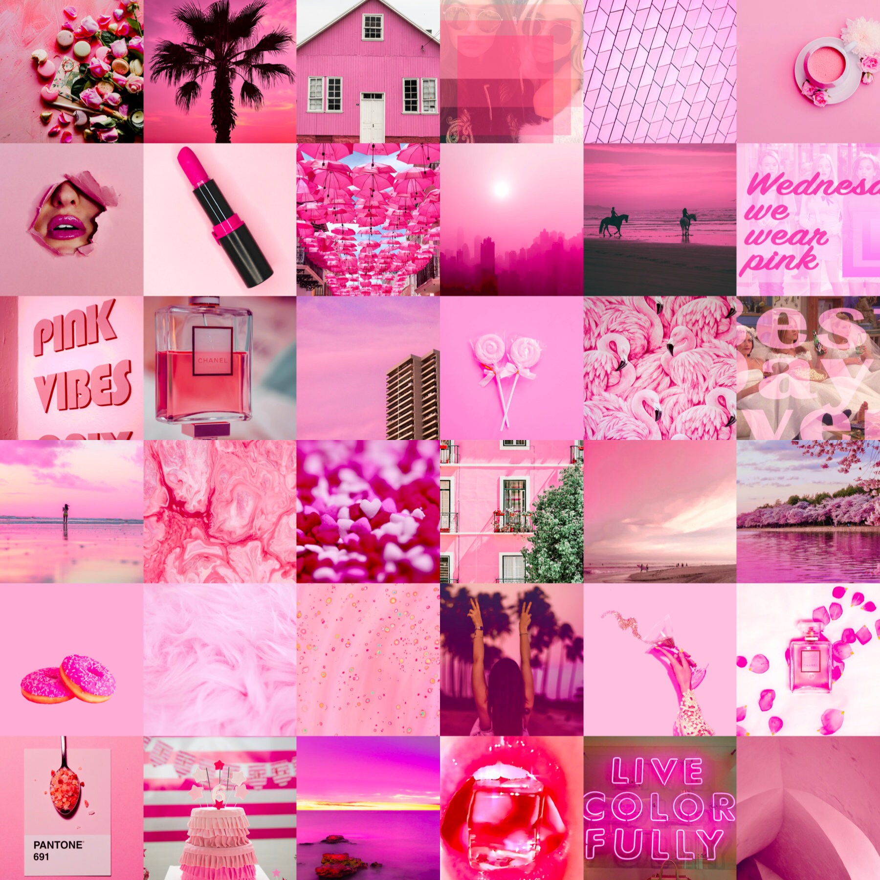 Wall Collage Kit 90 Hot Deep Pink Aesthetic VSCO Wall Decor - Etsy