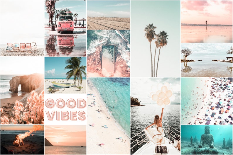 60 Collage Kit Photos Boho Beach Vibes Aesthetic VSCO Wall | Etsy