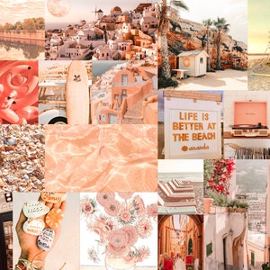Wall Collage Kit Photos 100 Peach Beach Aesthetic VSCO Decor, 30 60 or 100 Summer Boujee Travel Wanderlust Photo Prints Tezza Wall Decor image 7