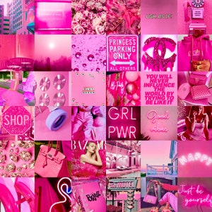 Wall Collage Kit 90 Hot Deep Pink Aesthetic VSCO Wall Decor Collage Kit ...