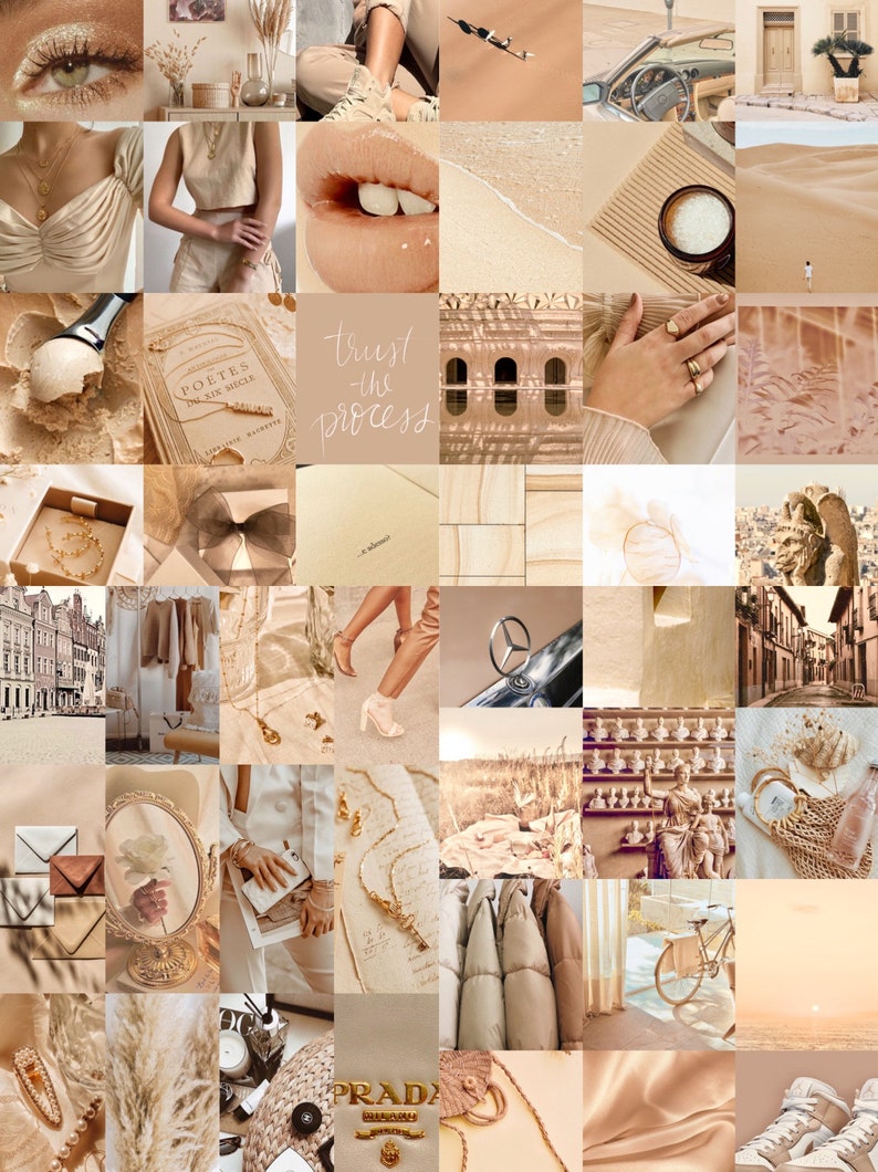 90 Wall Collage Kit Photos Boujee Mode Beige Tan Tones Esthétique VSCO Décor, 30 60 ou 90 Tirages photo dart envoyés en courrier Tezza Décoration murale image 2