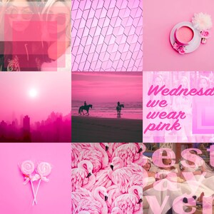 Wall Collage Kit 90 Hot Deep Pink Aesthetic VSCO Wall Decor - Etsy
