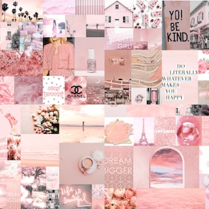 Wall Collage Kit 90 Pics Light Pastel Pink Vibes Aesthetic VSCO, 30, 60, or 90 Photo Prints Mailed to You, Tezza Blush Style Kit Room Decor image 1