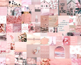 Wall Collage Kit 90 Pics Light Pastel Pink Vibes Aesthetic VSCO, 30, 60, or 90 Photo Prints Mailed to You, Tezza Blush Style Kit Room Decor