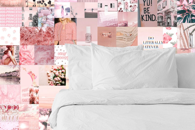 Wall Collage Kit 90 Pics Light Pastel Pink Vibes Aesthetic VSCO, 30, 60, or 90 Photo Prints Mailed to You, Tezza Blush Style Kit Room Decor image 2