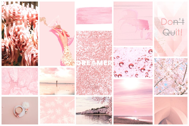 Wall Collage Kit 90 Pics Light Pastel Pink Vibes Aesthetic VSCO, 30, 60, or 90 Photo Prints Mailed to You, Tezza Blush Style Kit Room Decor image 5