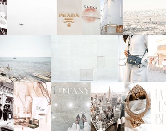 Wall Collage Kit 5x7 Size Photos White Minimalist Tones Aesthetic VSCO Decor, 30 60 Modern Boujee Photo Prints Sent in Mail Tezza Wall Decor