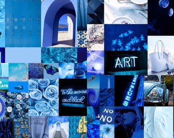 90 Blue Wall Collage Kit Aesthetic Blues VSCO Decor, Tezza Wall Kit College Dorm Room Decor, 30, 60 or 90 Prints Mailed to You
