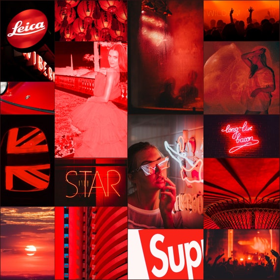 Instant 60 Piece Red Aesthetic Dream Vsco Wall Decor Collage Etsy