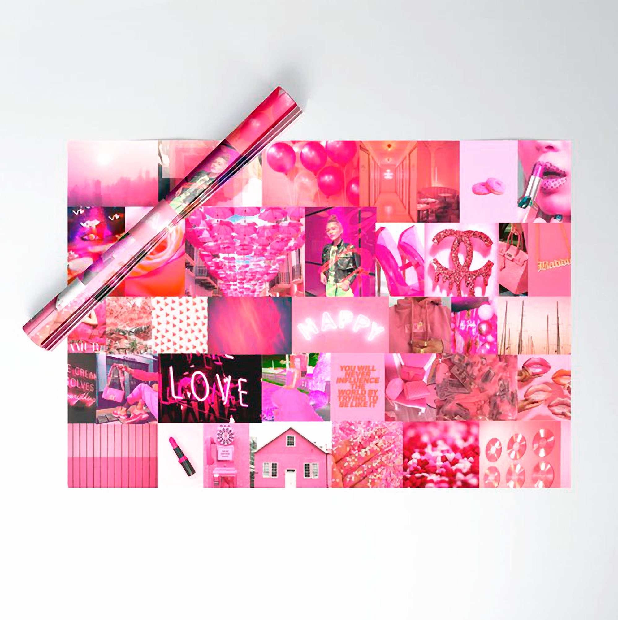 Pink Love Aesthetic Wall Collage Gift Wrap Paper Fine Gift Etsy