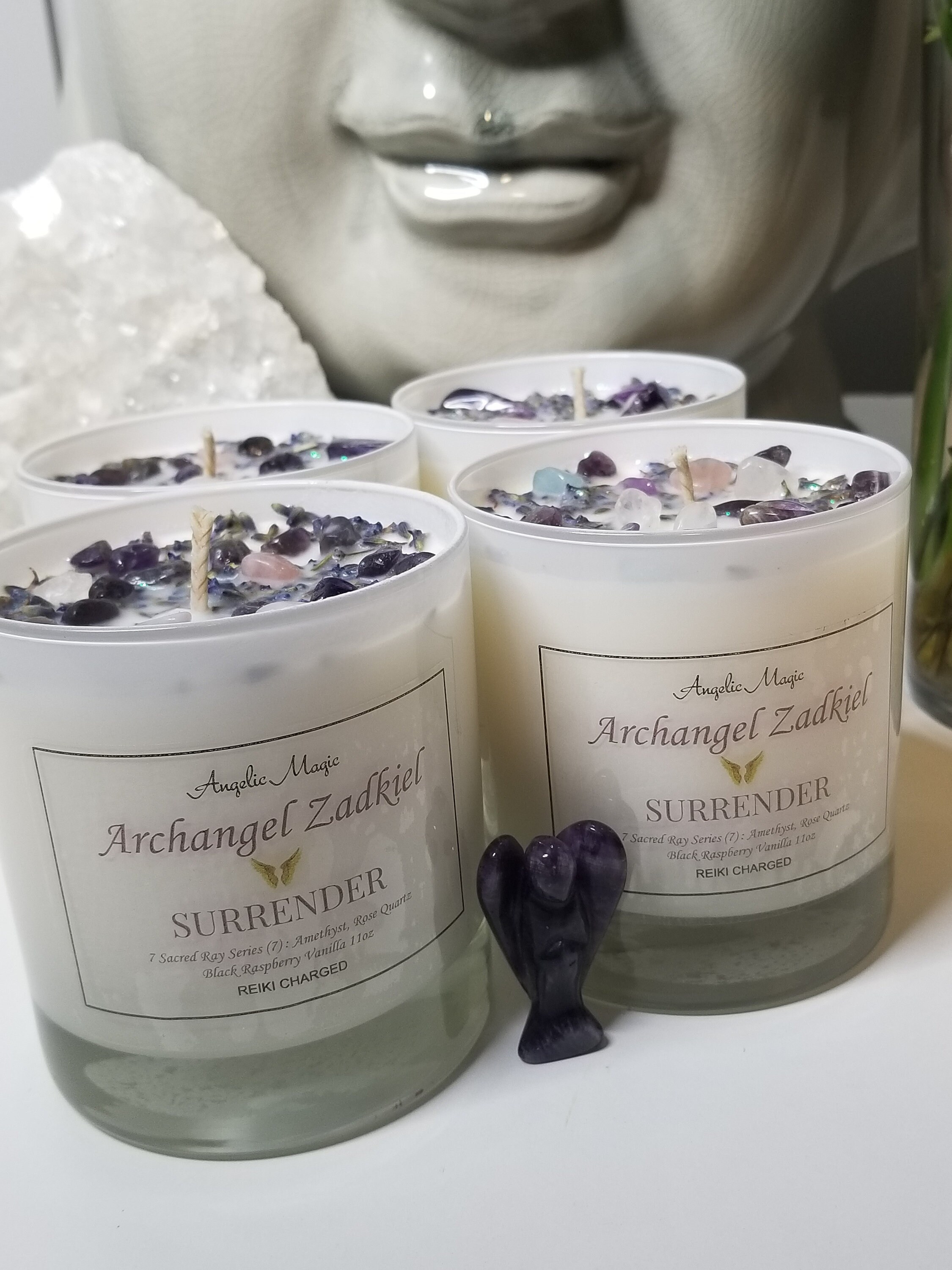 Archangel Zadkiel SURRENDER Crystal Soy Candle Reiki Etsy