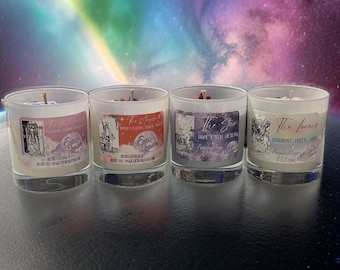 Eso Tarot: keizerin, ster, goochelaar, geliefden en hogepriesteres (5) bundel kristallen kaars met mini-tarotkaart