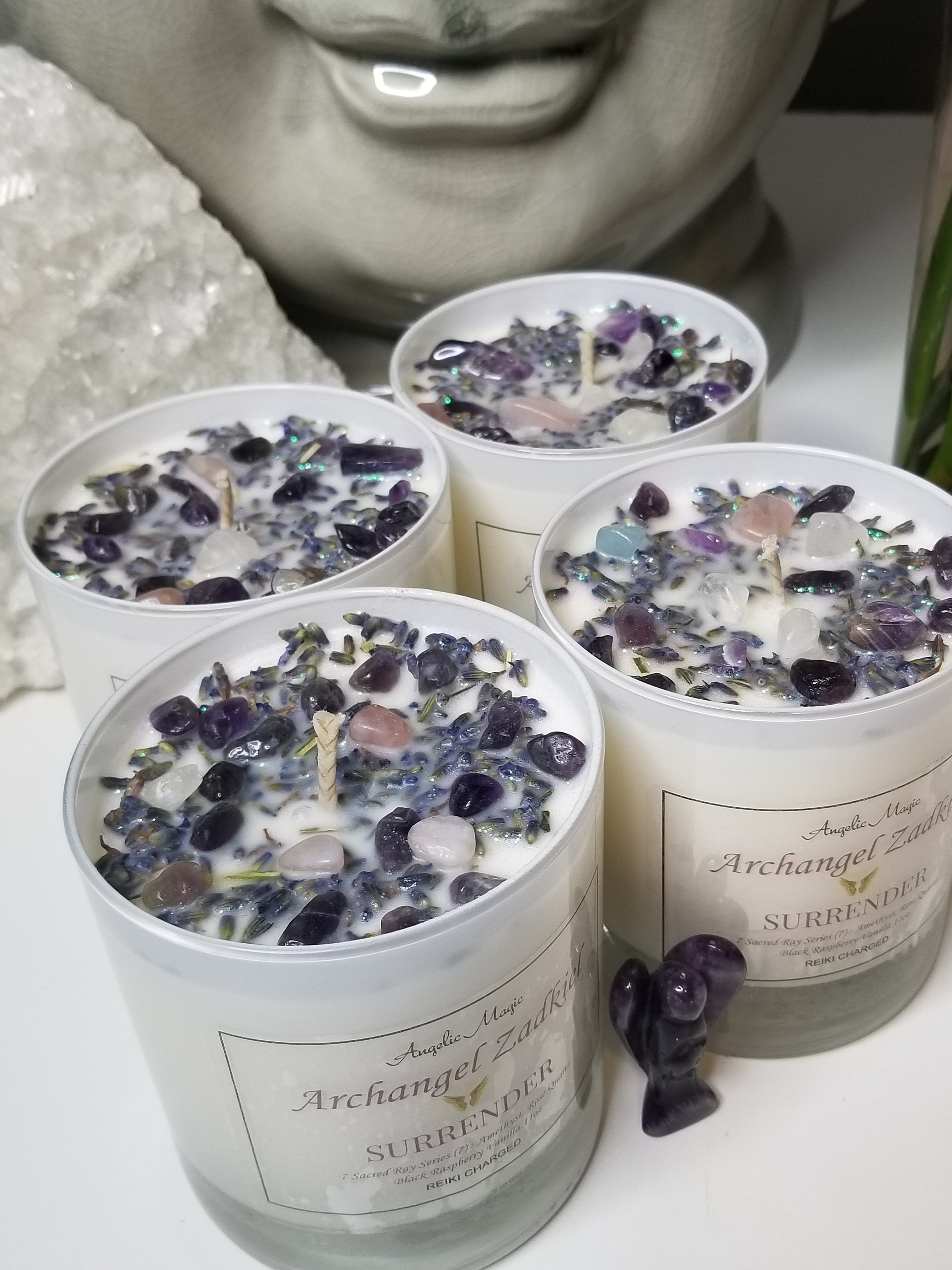 Archangel Zadkiel SURRENDER Crystal Soy Candle Reiki Etsy