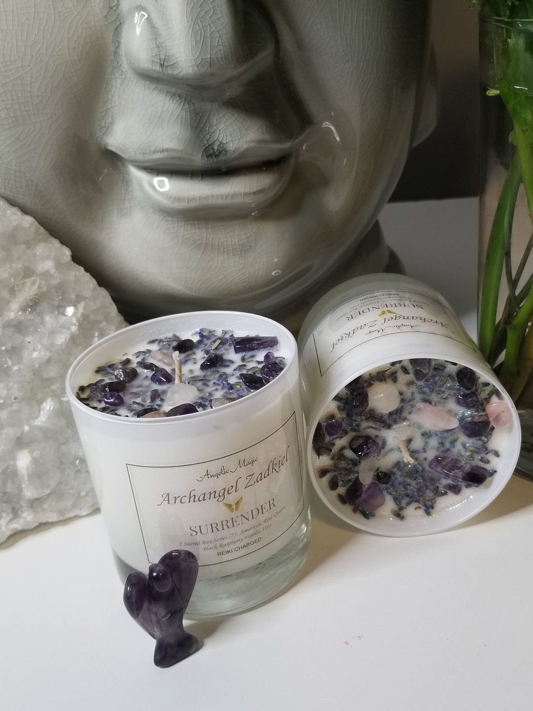 Archangel Zadkiel SURRENDER Crystal Soy Candle, Reiki Candle, Angel