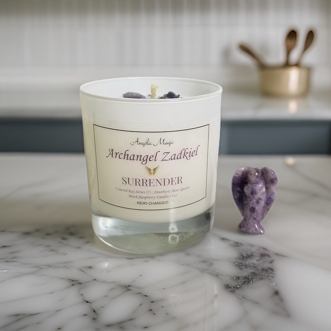 Archangel Zadkiel SURRENDER Crystal Soy Candle, Reiki Candle, Angel