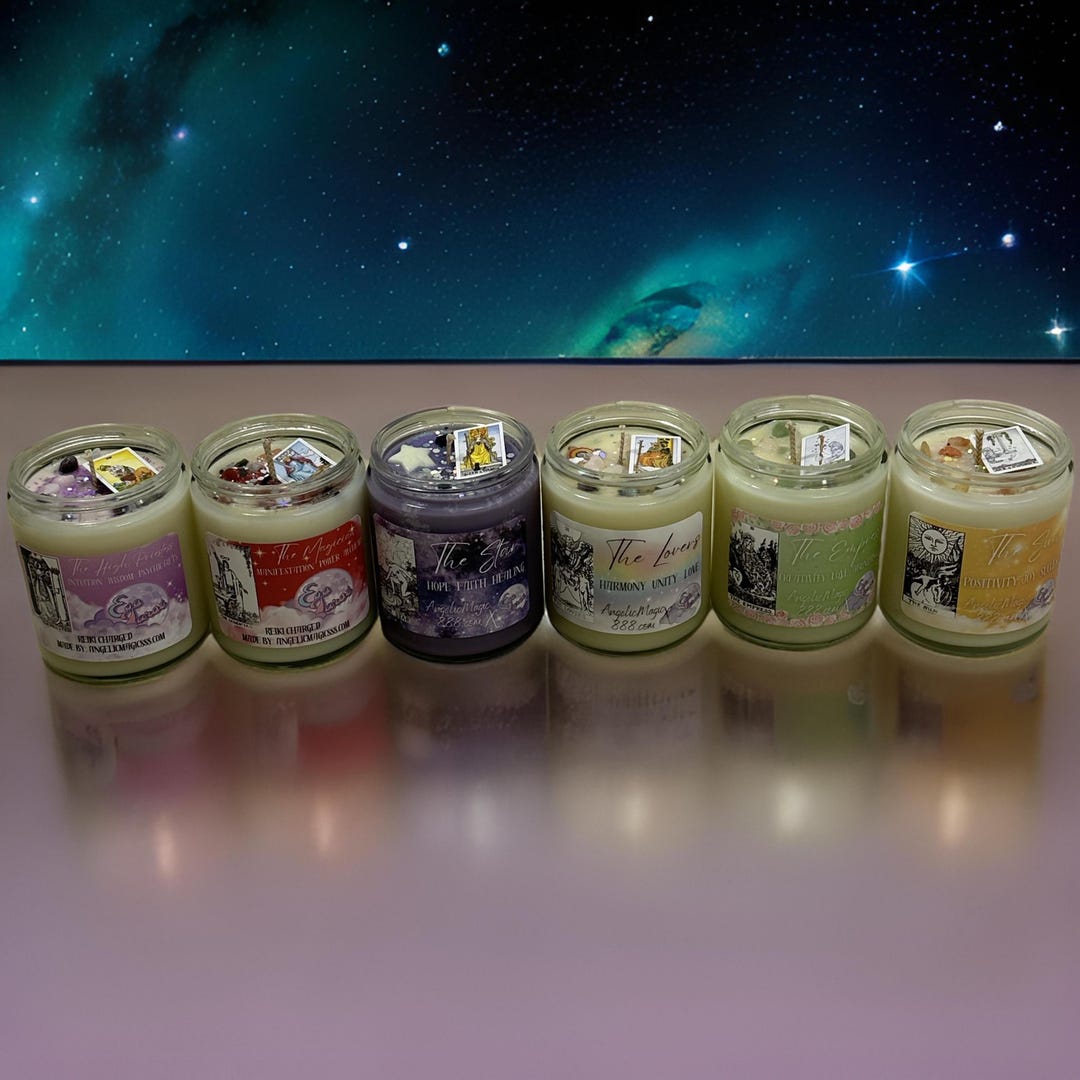 Eso Tarot Mini Bundle 6 Bundle Crystal Candle With Mini Tarot Card