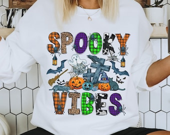 Spooky Vibes Sweatshirt, Spooky Sweatshirt, Pumpkin Shirt, Cute Halloween Shirt, Halloween Sweatshirt, Halloween Sweater, Halloween Crewneck
