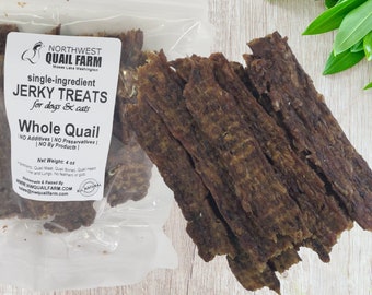 Dehydrated Quail Jerky 4oz Single Ingredient Homemade Dog Treat Cat Treat All Natural Food Healthy Treats