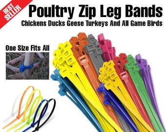 Zip Leg Bands Multi Colors One Size Fits All Poultry Chickens Ducks Geese Turkeys And All Game Birds