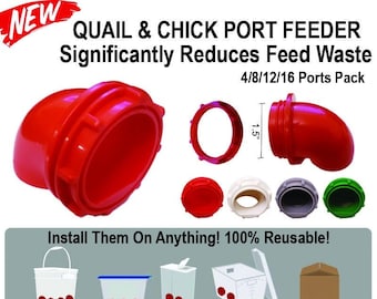 Quail & Chick Port Feeder NO Waste Feed Saver for DIY Bucket Pail Bin Container Free Shipping