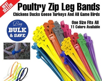 250+ Zip Leg Bands Multi Colors One Size Fits All Poultry Chickens Ducks Geese Turkeys And All Game Birds