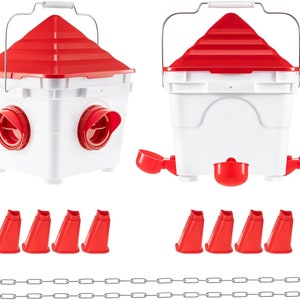 Chicken Poultry Feeder and Waterier Set No Waste Feeders Auto-Fill Water Cups