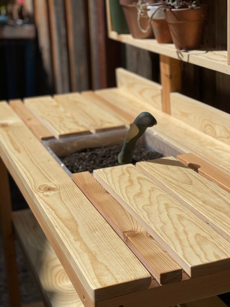 Customizable Wooden Potting Bench With Builtin Planting Box Etsy