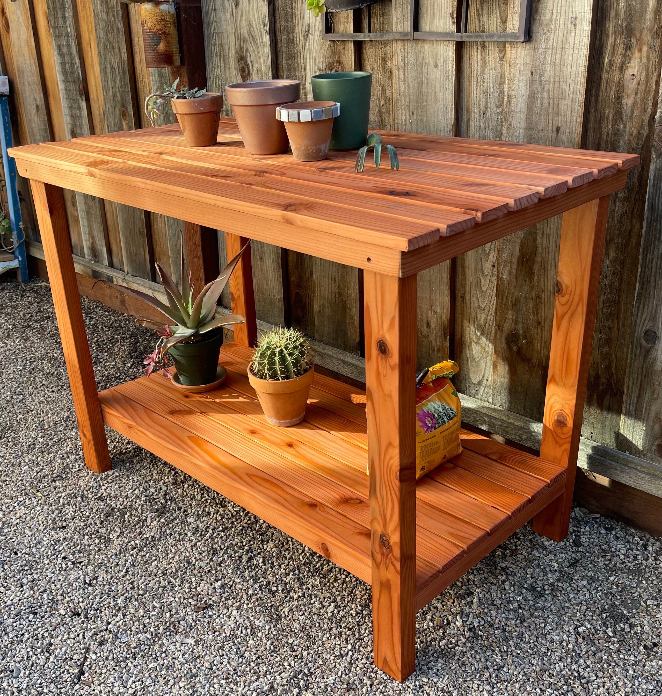 California Redwood Potting Bench customizable Etsy