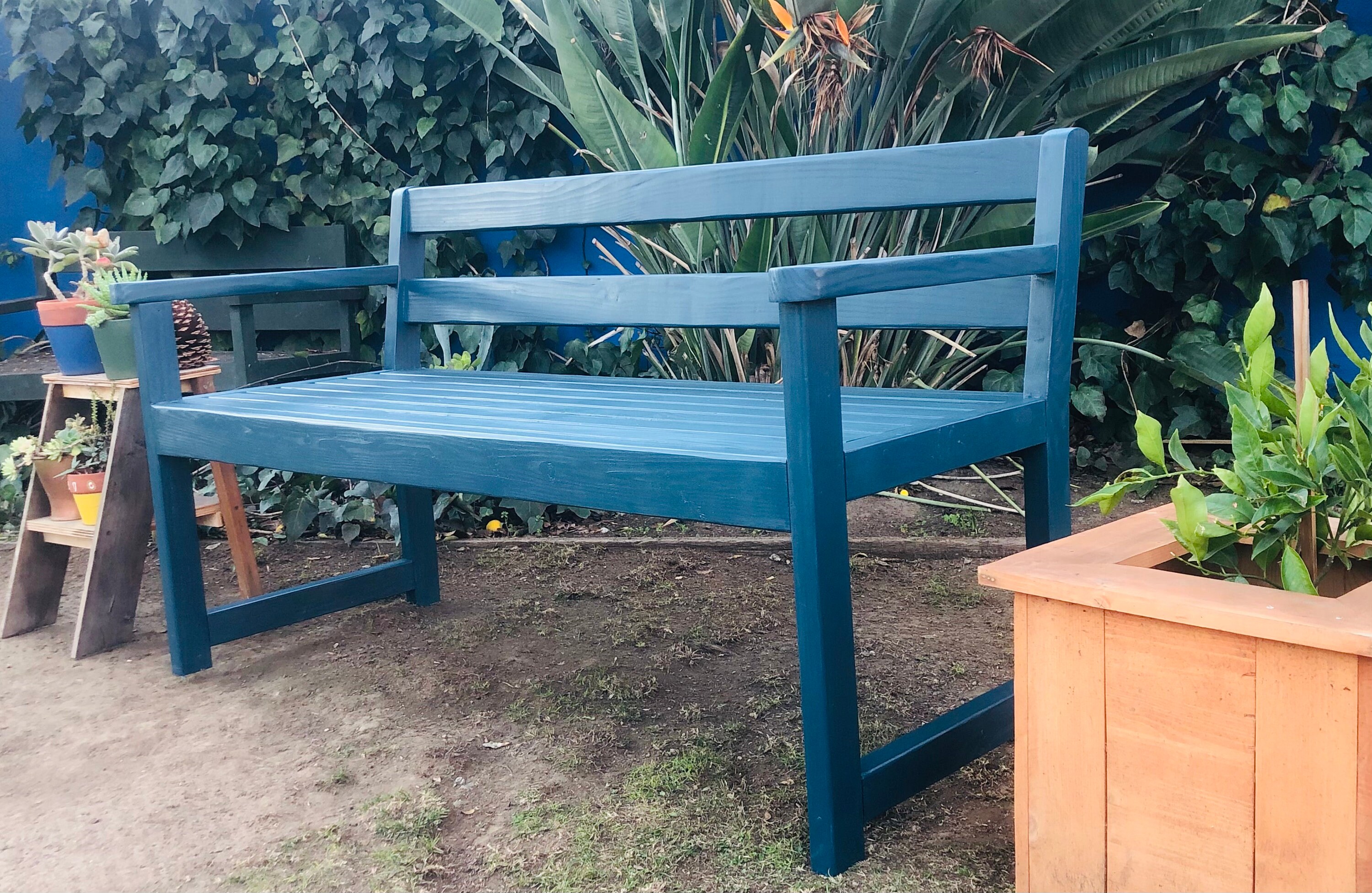 Beautiful Blue Garden Bench Available Only in San Francisco Etsy