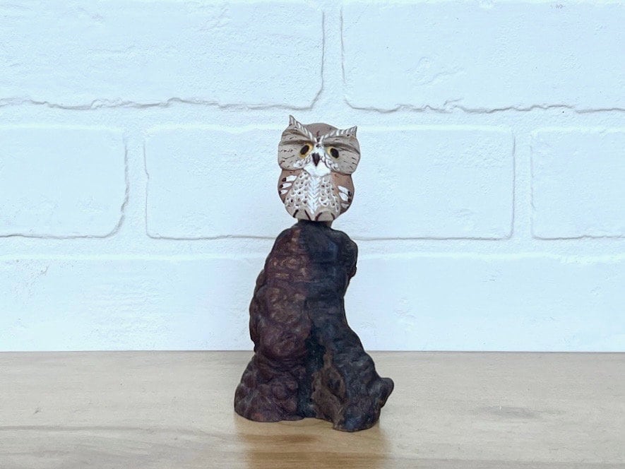 Vintage Burlwood Owl Sculpture