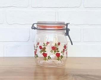 Vintage ARC Glass Roses Canister