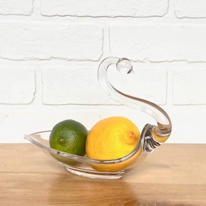 Vintage Hand Blown Glass Swan Candy Dish