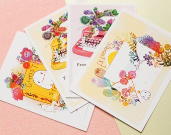 Ghost Writer - Book Plates floral printable illustrated cute ghosts