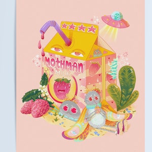 Mothman Milk - Art Print - Cryptid Candies Mothman Art Print