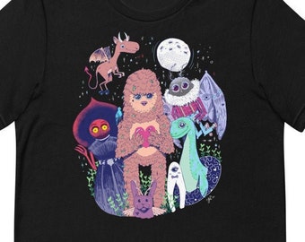 We believe in you - Cryptid Friends - Black - Short-Sleeve Unisex T-Shirt