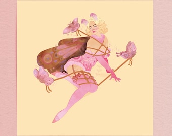 Femme papillon de nuit - impression d'art pin up vintage