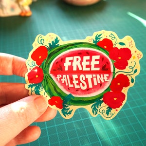 Gratis sticker Palestina - Vinylsticker voor inzamelingsactie Watermelon Poppy