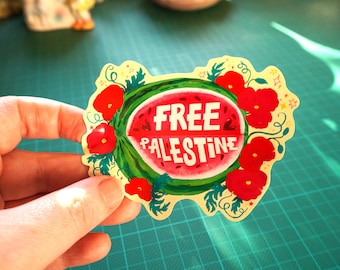 Sticker Palestine gratuit - Sticker de collecte de fonds en vinyle Pastèque coquelicots