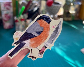 Pinson - Sticker oiseau avec couteau