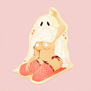 BOOObies - Ghost Pin-up Girl Vinyl Sticker - The Oak Den