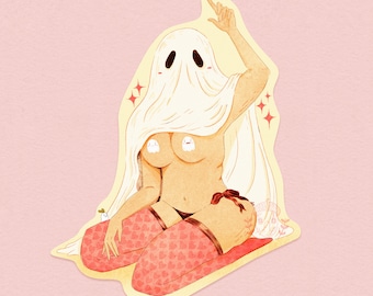 BOOObies - Sticker vinyle pin-up fantôme - The Oak Den