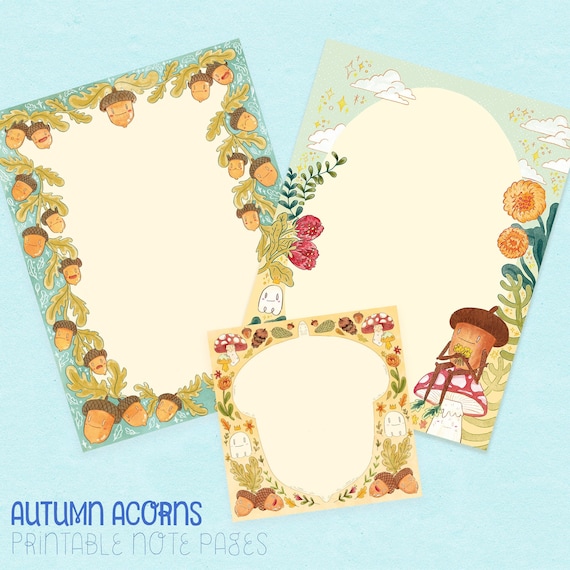 Acorn Autumn - Notepaper and Penpal Printables - The Oak Den