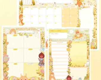 Cryptid Printable Planners - 3 pack Monthly, weekly + daily - Digital Download only featuring mothman, bigfoot, fresno nightcrawler and more