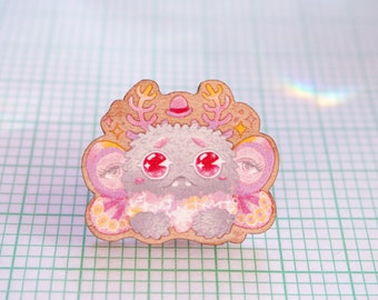 Cute Mothman - Wooden Pin - cryptid Oak Den pin