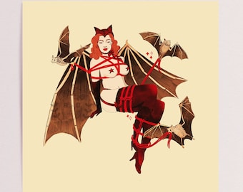 Bat Girl Burlesque - Pin up vintage Impression d'art