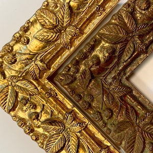 Ornate Picture Frames Gold Antique Bronze Carved Distressed Leaves Vine Pattern Statement Piece Wedding Anniversary Engagement Gift Vintage
