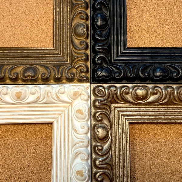Vintage Style Framed Cork Board Shabby Chic French Country Cork Board Farmhouse Ornate Black White Silver Gold Victorian Bulletin Board