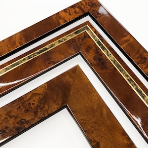 Lacquer Burl Picture Frames Brown Walnut Veneer Wood Mid-Century Contemporary Photo Display Diploma Gift Decor 4x6 5x7 8x10 11x14 16x20