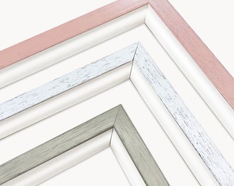Distressed Picture Frames Pastel Colorful Pink White Gray Boho Distressed Wedding Funky Diploma Display Nursery 4x6 5x7 8x10 11x14 16x20